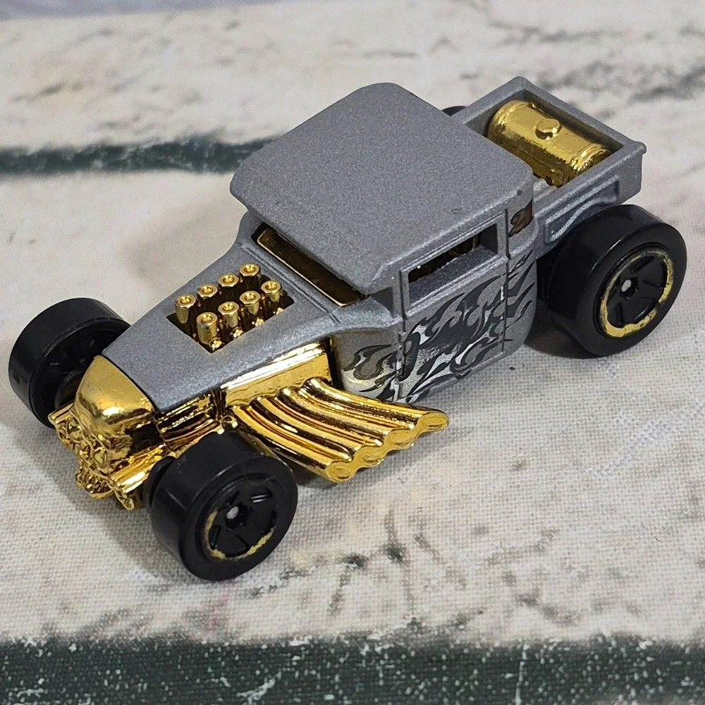 Rare Hot Wheels BONE SHAKER Golden Chrome Gray Loose Single Car Hot